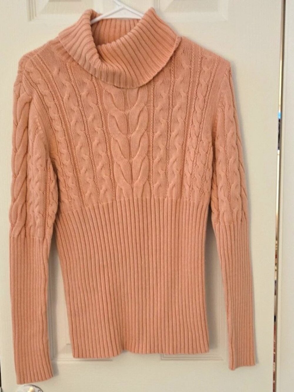 Axcess Women's Pink Cable Knit Long Sleeve Pullover Sweater M